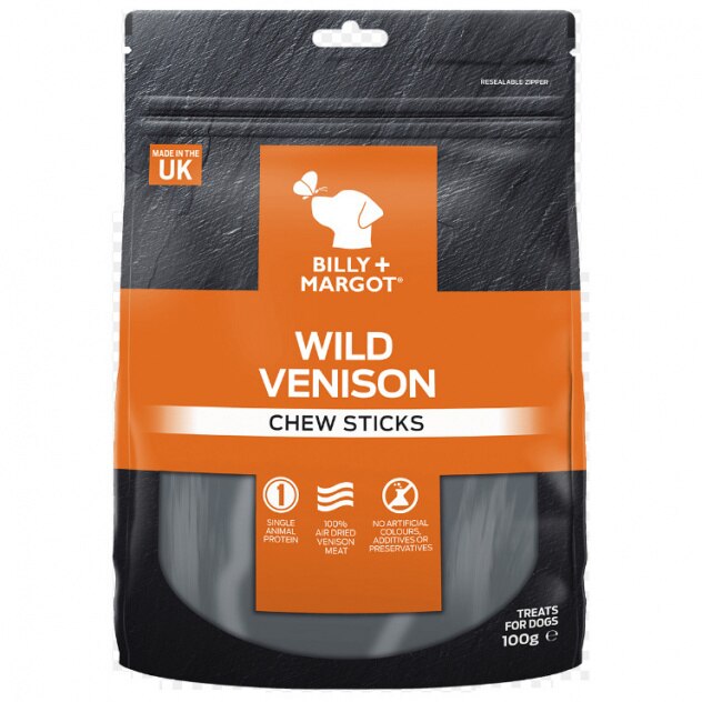 Billy & Margot Venison Chew Sticks Dog Treats - 100g